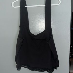 black square neck lace cropped tank